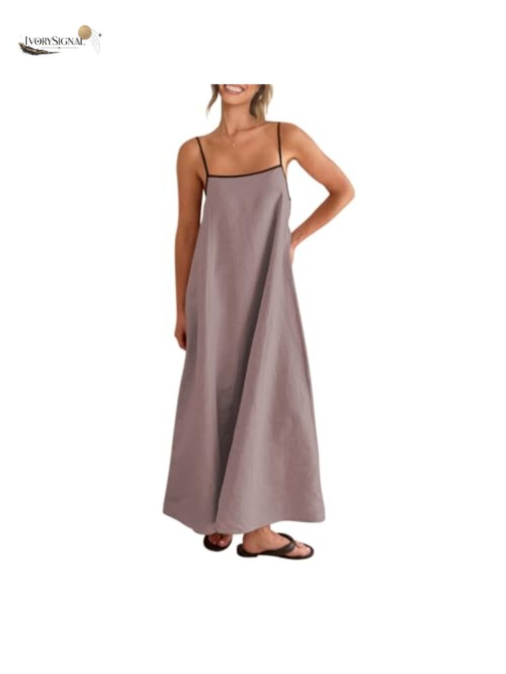 Womens Linen Maxi Dress Spaghetti Strap Casual Boho Summer Long Dress with